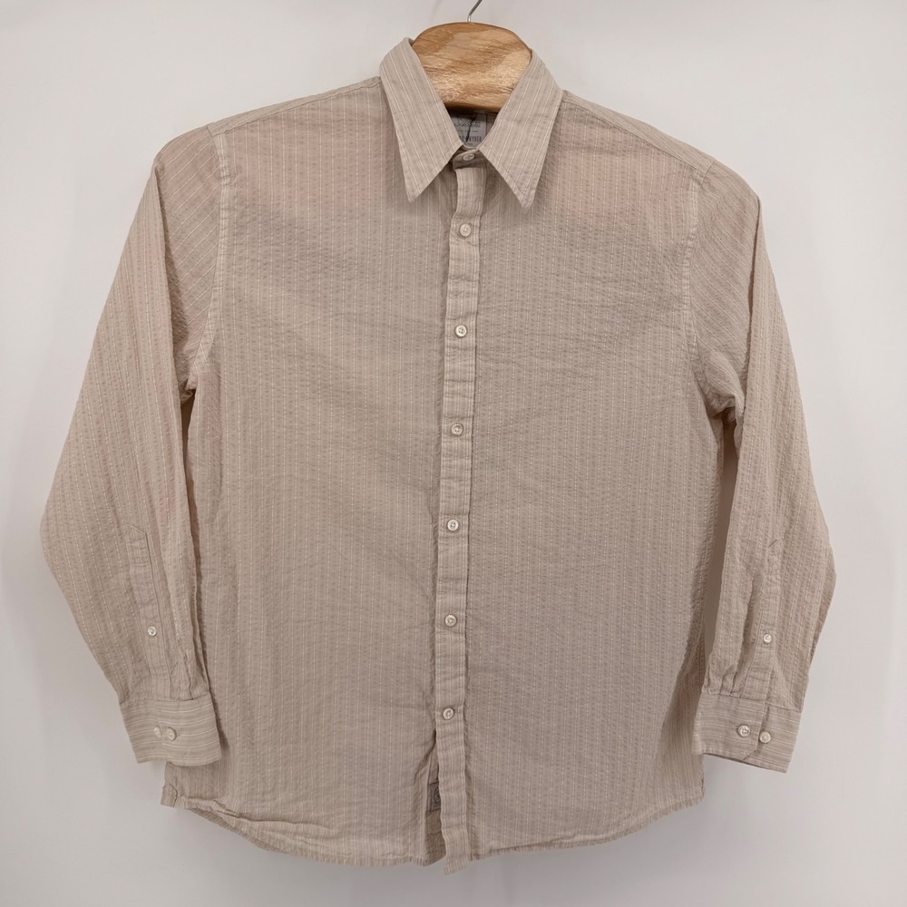 Todd Snyder Button Down Mens 17 Tan Albini Italian Cotton Striped Shirt 2074495